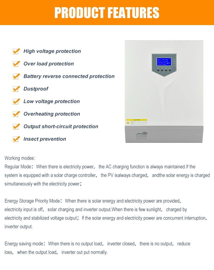 off Grid Single Phase Grid Solar Inverter System MPPT Solar Inverter 3kw