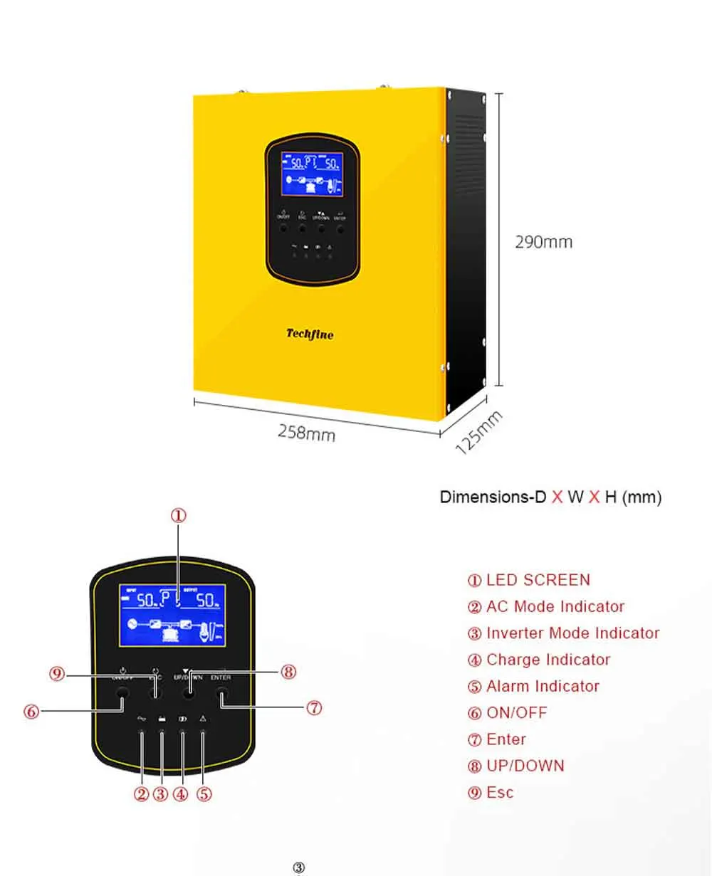 Small Inverter 500W 800va 12V Hybrid Grid off Grid Solar Inverter 500W Solar System Inverter